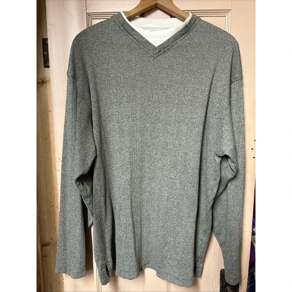 Haggar Sweater Mens Large Green Long Sleeve Ribbed V-Neck 90s Style Preppy